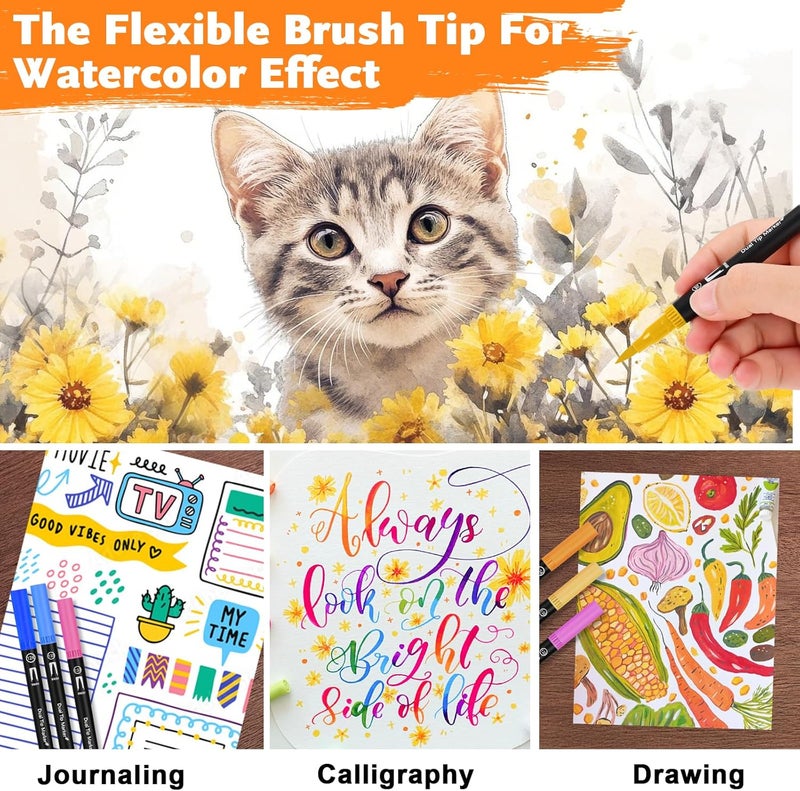 IVSUN Dual Brush Marker Pens,168 Colors Art Markers Set with Fine & Brush Tip for Adult Coloring Book, Bullet Journaling, Drawing, Note Taking, Planner, Hand Lettering, Calligraphy, Art Supplies Kit - Image 5